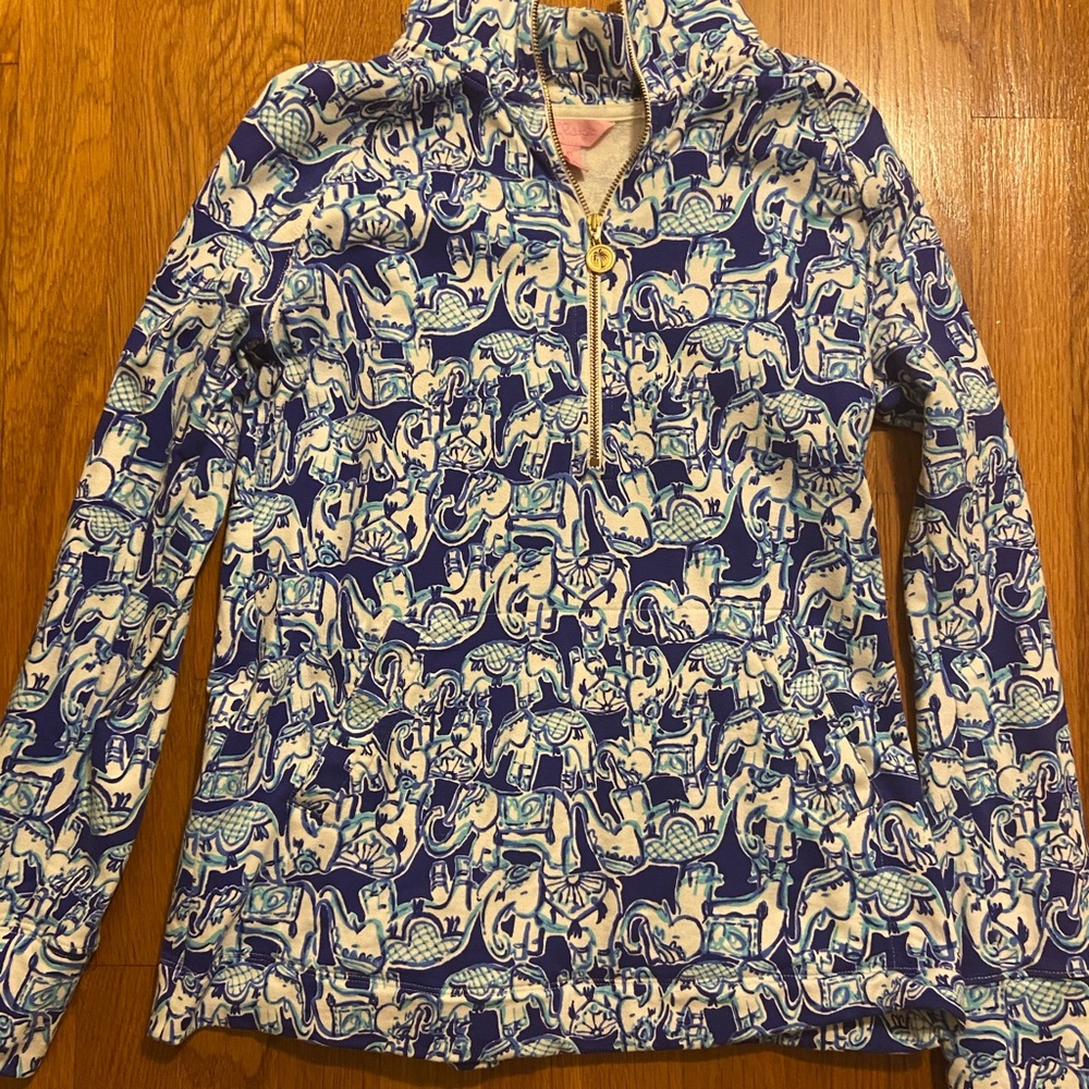 Lily Pulitzer elephant quarter zip